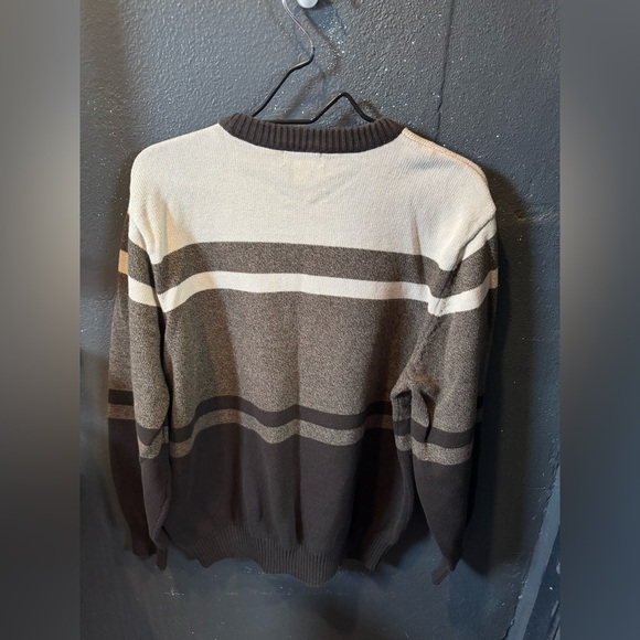 Dockers Crewneck Brown and Cream Striped Sweater - Picture 3 of 3